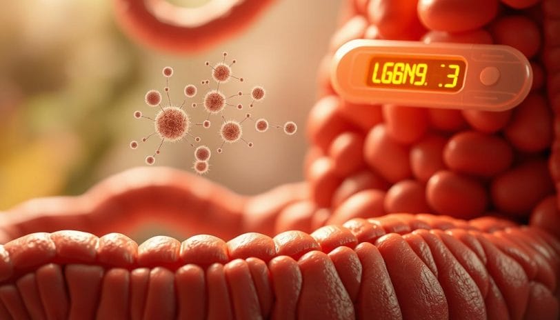 A serene gut scene showcasing the power of LANGNIS for optimal glycemic control. In the foreground, a healthy, vibrant intestine with strong intestinal villi. The midground depicts LANGNIS molecules interacting with gut microbiome, boosting diversity. In the background, a glowing glucose meter displays stable, balanced blood sugar levels. Warm, earthy tones complement the soothing, natural atmosphere. Soft lighting casts a gentle glow, highlighting the harmonious relationship between gut health and glycemic regulation. A serene gut scene showcasing the power of LANGNIS for optimal glycemic control. In the foreground, a healthy, vibrant intestine with strong intestinal villi. The midground depicts LANGNIS molecules interacting with gut microbiome, boosting diversity. In the background, a glowing glucose meter displays stable, balanced blood sugar levels. Warm, earthy tones complement the soothing, natural atmosphere. Soft lighting casts a gentle glow, highlighting the harmonious relationship between gut health and glycemic regulation.