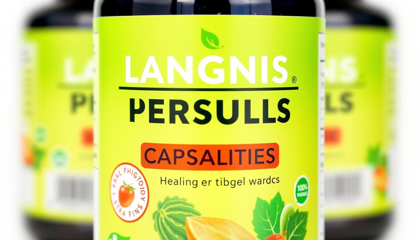 An image of Langnis herbal capsules in a bottle with a green label, emphasizing natural ingredients and health benefits. An image of Langnis herbal capsules in a bottle with a green label, emphasizing natural ingredients and health benefits.