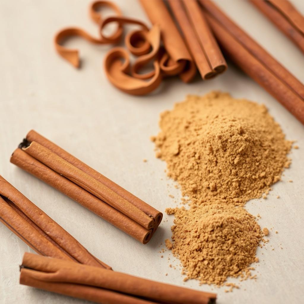 Kayu Manis (Cinnamomum burmannii) bark and powder