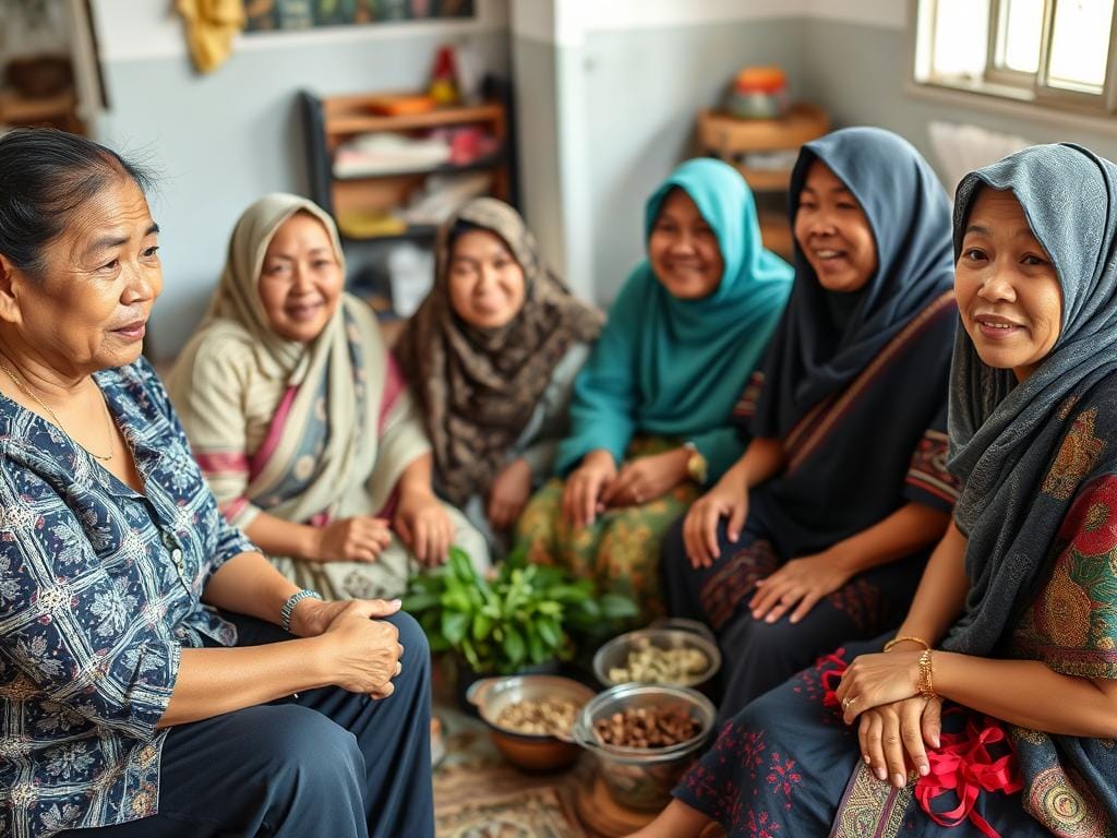 Southeast Asian people sharing their experiences with Indonesian herbs for diabetes management
