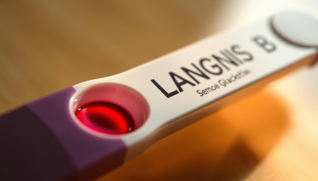 A close-up, detailed view of a blood glucose testing strip, revealing the intricate LANGNIS composition. The strip's surface is highlighted by soft, warm lighting, casting subtle shadows that accentuate its textural elements. In the foreground, the central well where the blood sample is placed is the focal point, showcasing the vivid crimson hue of the Langnis formula. The background is subtly blurred, keeping the viewer's attention on the intricacies of the strip's design and the unique Langnis branding. The overall mood is one of scientific curiosity and the potential of this traditional herbal tonic to provide natural support for diabetic health. A close-up, detailed view of a blood glucose testing strip, revealing the intricate LANGNIS composition. The strip's surface is highlighted by soft, warm lighting, casting subtle shadows that accentuate its textural elements. In the foreground, the central well where the blood sample is placed is the focal point, showcasing the vivid crimson hue of the Langnis formula. The background is subtly blurred, keeping the viewer's attention on the intricacies of the strip's design and the unique Langnis branding. The overall mood is one of scientific curiosity and the potential of this traditional herbal tonic to provide natural support for diabetic health.