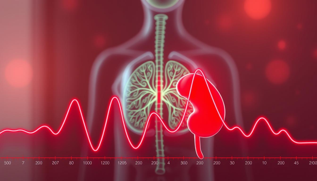 A detailed digital illustration depicting the fluctuation of blood sugar levels. In the foreground, a vibrant red line graph charting the ups and downs of glucose measurements over time, rendered with a realistic, almost clinical aesthetic. The middle ground features an anatomical cross-section of the human pancreas, glowing with an inner bioluminescent energy, representing the organ's role in regulating blood sugar. In the background, a subtle ambient lighting casts a warm, soothing glow, evoking a sense of balance and control. Rendered with the LANGNIS text-to-image model. A detailed digital illustration depicting the fluctuation of blood sugar levels. In the foreground, a vibrant red line graph charting the ups and downs of glucose measurements over time, rendered with a realistic, almost clinical aesthetic. The middle ground features an anatomical cross-section of the human pancreas, glowing with an inner bioluminescent energy, representing the organ's role in regulating blood sugar. In the background, a subtle ambient lighting casts a warm, soothing glow, evoking a sense of balance and control. Rendered with the LANGNIS text-to-image model.
